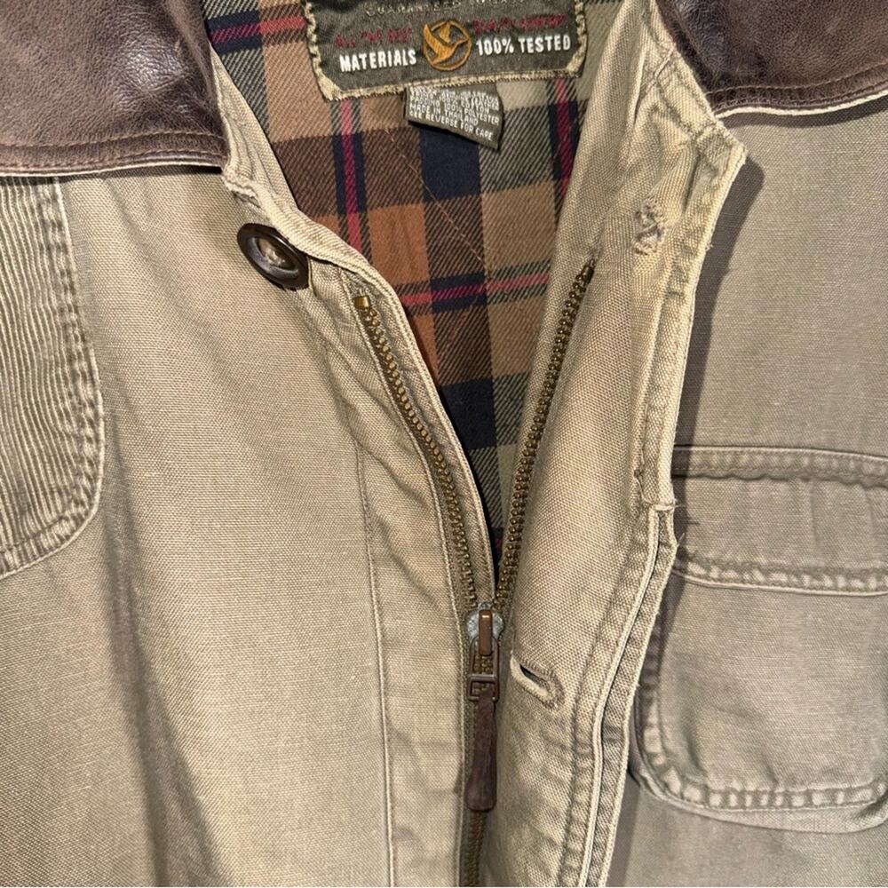 VINTAGE GAP 90s chore barn Jacket w leather collar flannel interior corduroy XL - Picture 4 of 7